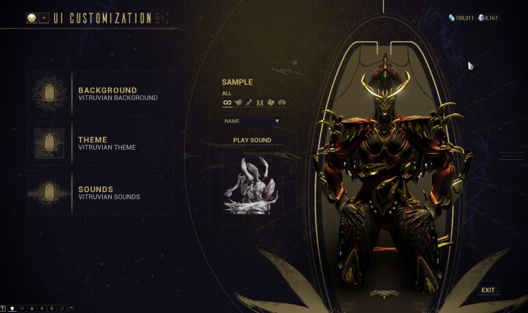 the new UI of Warframe from The Sacrifice Update