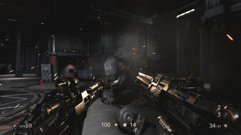 Wolfenstein 2 guns shooting