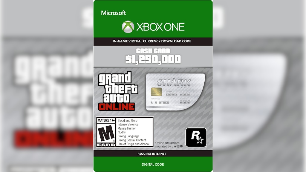 GTA V 5 Great White Shark Cash Card - Xbox One Digital Code