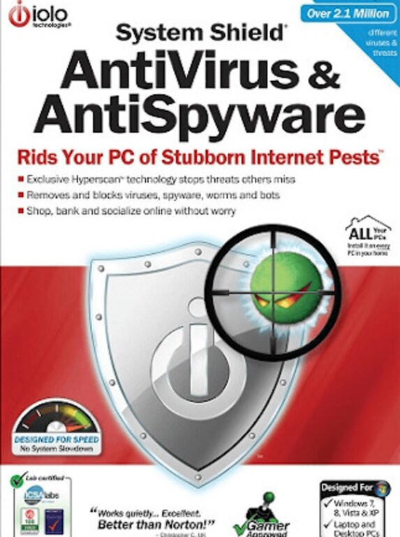 IOLO System Shield AntiVirus & AntiSpyware (PC) 1 Device, 1 Year - iolo Key - GLOBAL - 1