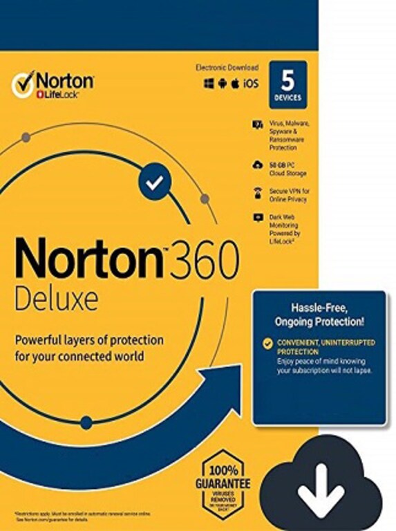 Norton 360 Deluxe - (5 Devices, 1 Year) - Symantec Key EUROPE - 1