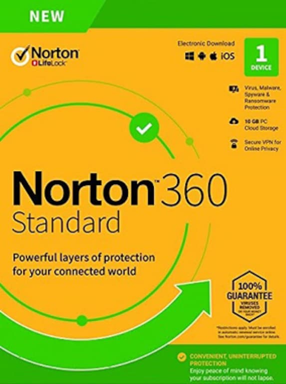 Norton 360 Standard - (1 Device, 1 Year) - Symantec Key EUROPE - 1
