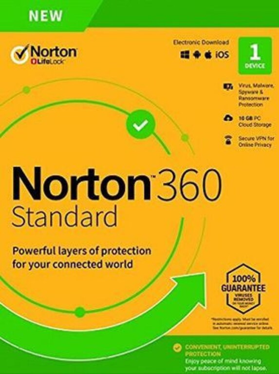 Norton 360 Standard + 10 GB Cloud Storage - (1 Device, 1 Year) - Symantec Key UNITED STATES / CANADA - 1