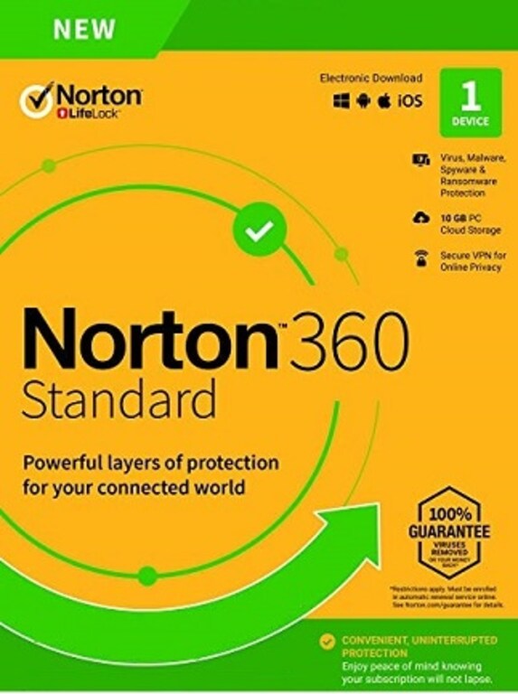 Norton 360 Standard Non-Subscription - (1 Device, 1 Year) - Symantec Key EUROPE - 1