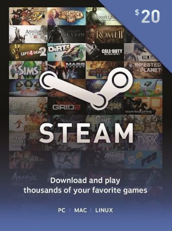 Steam Gift Card 20 USD Steam Key - For USD Currency Only - 1