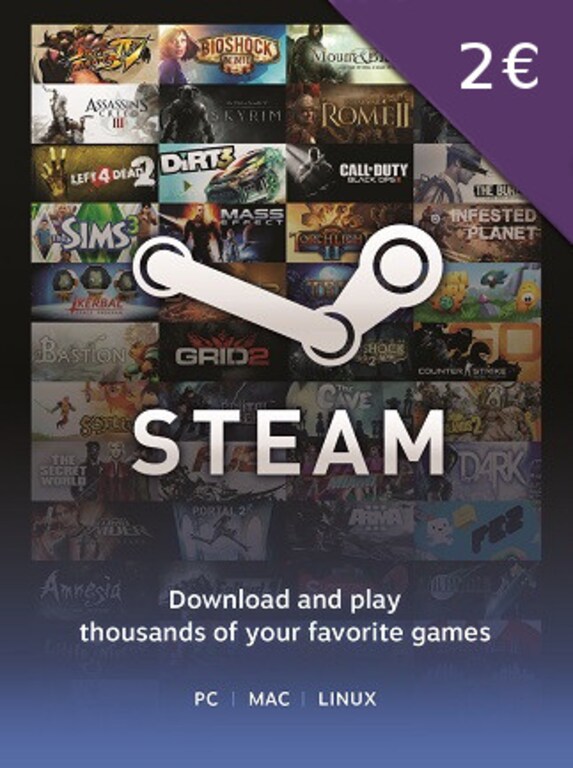 Steam Gift Card GLOBAL 2 EUR Steam Key - For EUR Currency Only - 1