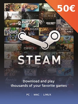Steam Gift Card 50 EUR - Steam Key - For EUR Currency Only