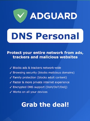 AdGuard DNS Personal (PC, Android, Mac, iOS) (20 Devices, 5 Years)  - AdGuard Key - GLOBAL - 0