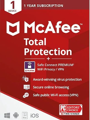 McAfee Total Protection Plus VPN 1 Device 1 Year - McAfee Key - GLOBAL - 0