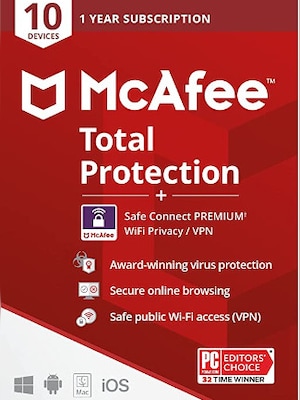 McAfee Total Protection Plus VPN 10 Devices 1 Year - McAfee Key - EUROPE - 0