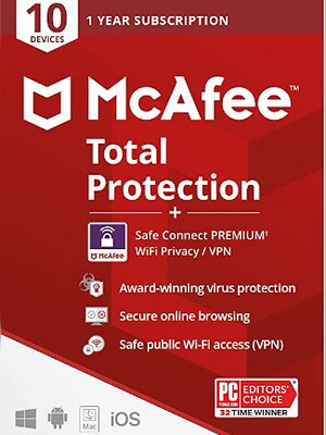 McAfee Total Protection Plus VPN (10 Devices, 1 Year) - McAfee Key - LATAM - 0