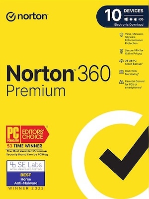 Norton 360 Premium + 75 GB Cloud Storage (10 Devices, 1 Year) - NortonLifeLock Key - LATAM - 0