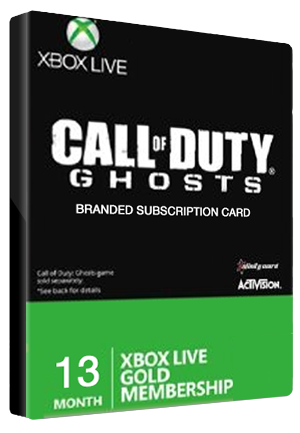 Xbox Live GOLD + Call of Duty Ghosts Branded Subscription CARD