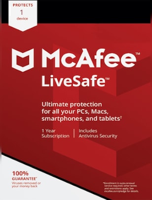 McAfee Livesafe 1 dispozitiv 1 an Cheie GLOBAL