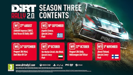 DIRT RALLY 2.0 - Year One Pass (SEASON1/2/3/4) (PC) - Steam Key - GLOBAL - 3