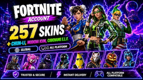 Fortnite Account (All Platform) 257 Skins + Chun-Li , Modena Icon , Codename E.L.F. - GLOBAL - 0