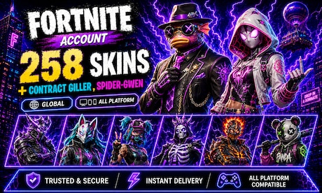 Fortnite Account (All Platform) 258 Skins + Contract Giller , Spider-Gwen - GLOBAL - 0