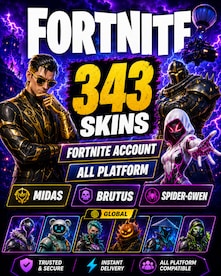 Fortnite Account (All Platform) 343 Skins + Midas , Brutus , Spider-Gwen - GLOBAL - 1