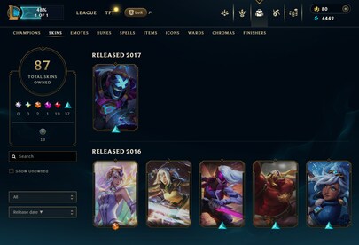 League of Legends Account 87 Skins + 102 Champ - EUW server (PC) - League of Legends Account - GLOBAL - 11