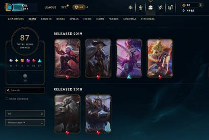 League of Legends Account 87 Skins + 102 Champ - EUW server (PC) - League of Legends Account - GLOBAL - 12