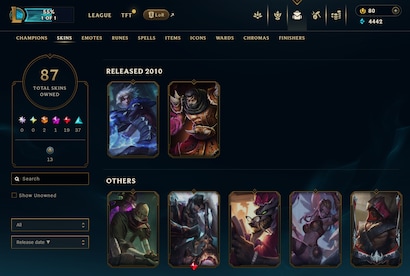 League of Legends Account 87 Skins + 102 Champ - EUW server (PC) - League of Legends Account - GLOBAL - 7