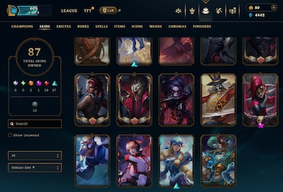 League of Legends Account 87 Skins + 102 Champ - EUW server (PC) - League of Legends Account - GLOBAL - 5