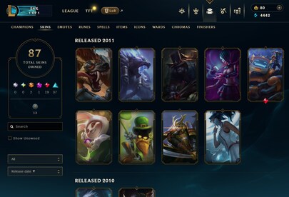 League of Legends Account 87 Skins + 102 Champ - EUW server (PC) - League of Legends Account - GLOBAL - 8
