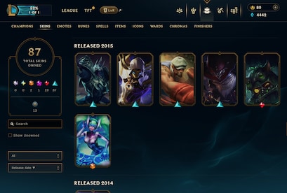 League of Legends Account 87 Skins + 102 Champ - EUW server (PC) - League of Legends Account - GLOBAL - 10