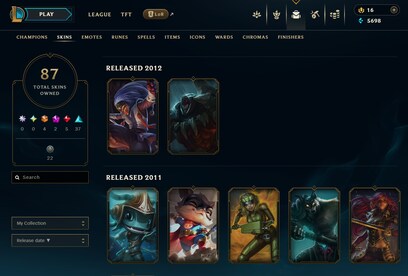League of Legends Account 87 Skins + 161 Champ - EUW server (PC) - League of Legends Account - GLOBAL - 8