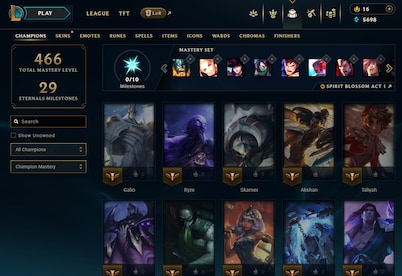 League of Legends Account 87 Skins + 161 Champ - EUW server (PC) - League of Legends Account - GLOBAL - 18