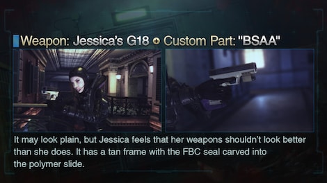 Resident Evil: Revelations / Biohazard: Revelations - Jessica's G18 + Custom Part: "BSAA" Steam Key GLOBAL - 3
