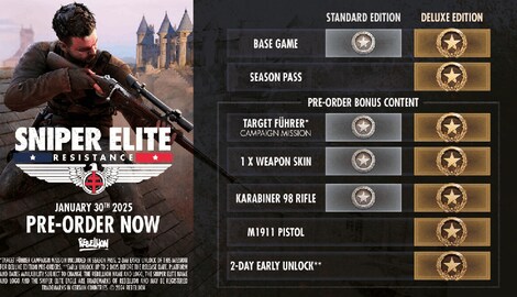 Sniper Elite: Resistance - Pre order Bonus (Xbox Series X/S, Windows 10) - Xbox Live Key - UNITED STATES - 3