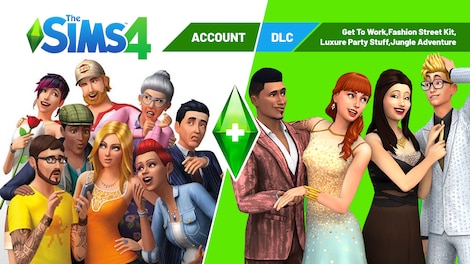 The Sims 4 EA Account + DLCs | Get To Work,Fashion Street Kit,Luxure Party Stuff,Jungle Adventure (PC) - EA App Account - GLOBAL - 0