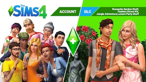 The Sims 4 EA Account + DLCs | Romantic Garden Stuff,Fashion Street Kit,Jungle Adventure,Luxure Party Stuff (PC) - EA App Account - GLOBAL - 0