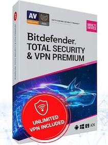 

Bitdefender Total Security + Premium VPN (PC, Android, Mac, iOS) (10 Devices, 1 Year) - Bitdefender Key - GLOBAL