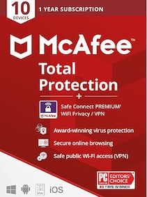 

McAfee Total Protection Plus VPN (10 Devices, 1 Year) - McAfee Key - GLOBAL