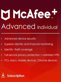 

McAfee+ | Advanced (PC, Android, IOS) (Individual, 1 Year) - McAfee Key - GLOBAL