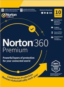 

Norton 360 Premium + 75 GB Cloud Storage (10 Devices, 1 Year) - NortonLifeLock Key - GLOBAL