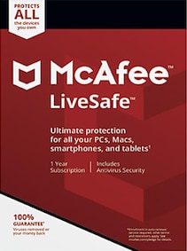 

McAfee Livesafe 5 Devices 1 Year Key GLOBAL