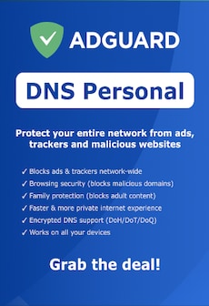 AdGuard DNS Personal (PC, Android, Mac, iOS) (20 Devices, 1 Year)  - AdGuard Key - GLOBAL