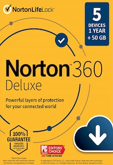 Norton 360 Deluxe + 50 GB Cloud Storage - (5 Devices, 15 Months) - NortonLifeLock Key GLOBAL