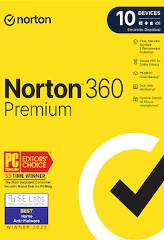 Norton 360 Premium + 75 GB Cloud Storage (10 Devices, 1 Year) - NortonLifeLock Key - CANADA