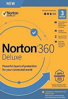 Norton 360 Deluxe + 25 GB Cloud Storage - (3 Devices, 1 Year) - NortonLifeLock Key GLOBAL