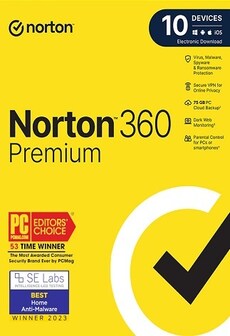 Norton 360 Premium + 75 GB Cloud Storage (10 Devices, 1 Year) - NortonLifeLock Key - LATAM