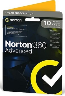Norton 360 Advanced (10 Devices, 1 Year) (PC, Android, Mac, iOS) - NortonLifeLock Key - EUROPE