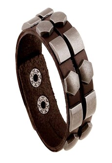 Wristband Adjustable Leather Bracelet New Fashion Unisex Geometric Aloy Punk Rock Cowhide Bangle Cuff