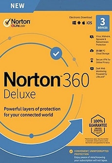 Image of Norton 360 Deluxe - (3 Devices, 1 Year) - Symantec Key EUROPE