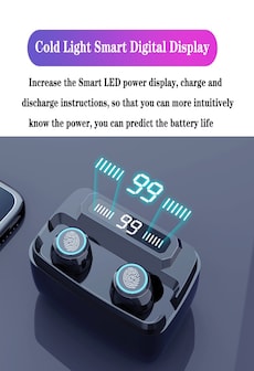 Wireless Earphones 3500mAh LED Bluetooth TWS Touch Control Sport Headset