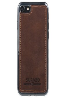 Surazo® Back Case Genuine Leather for phone Samsung Galaxy S5 / S5 Neo - Nubuck Nut brown