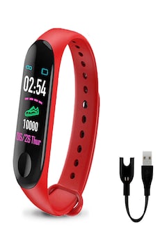 M3 Pro Smart Bracelet for Fitness with Heart Rate Functionality - Red